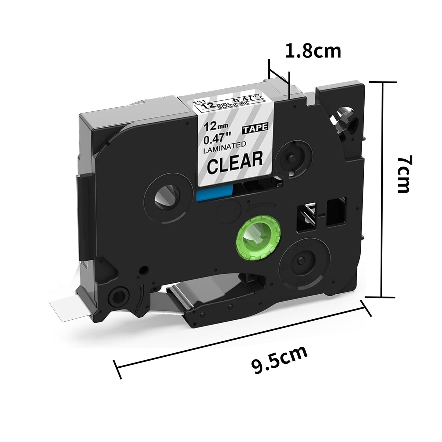 3x Tze-131 Tze 131 Etichette Clear Compatibile con Brother P touch Nastro per Etichette Nero su Trasparente 12mm x 8m, Compatibile per Brother Etichettatrice PTH100R H108G H107B H105 900 1000 1005