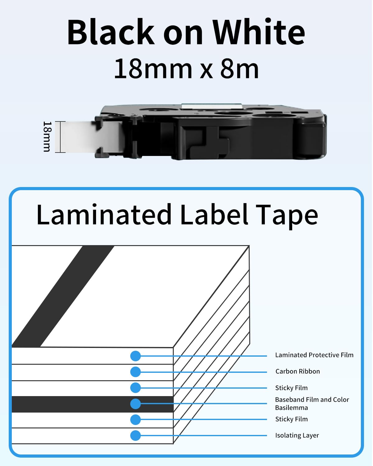 Upwinning TZe-241 D400 Schriftband 18mm kompatibel Brother P-touch Bänder 18mm Weiß TZ-241 TZe 241, Tze 18mm Laminiert für Brother Beschriftungsgerät Ptouch D400 D400VP D450 1830 900 PT-2430, 3x