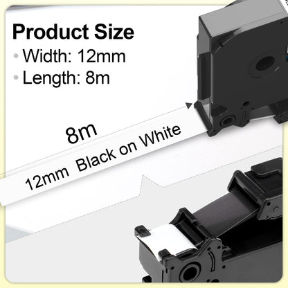 Upwinning TZE-231 Compatible Brother Label Printer Tape 12mm, Replace Brother P Touch Tze Tape TZe231 AZe-231 TZ231 12mm Laminated White for Brother Ptouch H101C H110 H107 H108 H100LB D210 1000, 4X