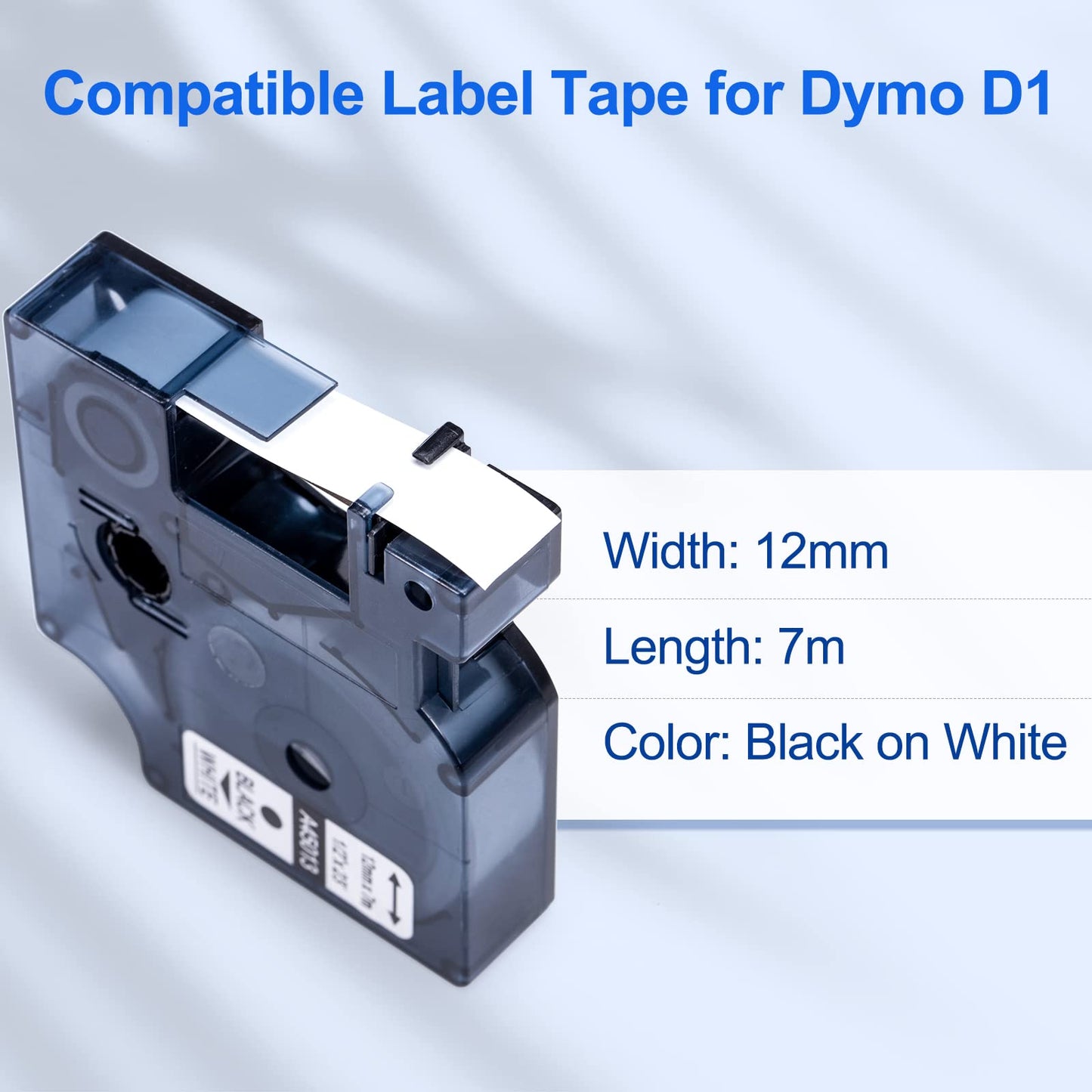 Upwinning Nastro per Eticehtte Compatibile con Dymo D1 12mm x 7m 45013 S0720530 A45013 Nero su Bianco, Compatibile per Dymo LabelManager 160 210D 280 360D 420P PNP Labelpoint 250 100 150, 6 confezione