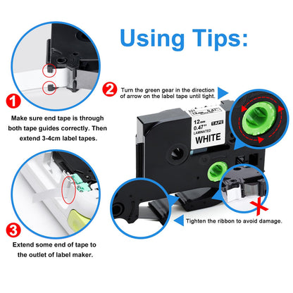 3 x Upwinning AZe-231 TZe-231 12mm Compatible pour Brother P-touch Ruban 12mm 0.47 Noir sur Blanc, Recharge Tze Ruban 12mm pour Etiqueteuse Brother PT-H110 PT-H200 PT-H100LB PT-H107B H105 1000 D210