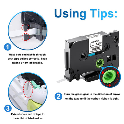 3x Upwinning TZe-221 TZe221 9mm Compatible Brother P-touch Ruban 9mm, Recharge P touch Tze Ruban 9mm 0.35 Compatible avec Etiqueteuse Brother Ptouch 1000 1005 1010 H100R H105 H100LB, Noir sur Blanc
