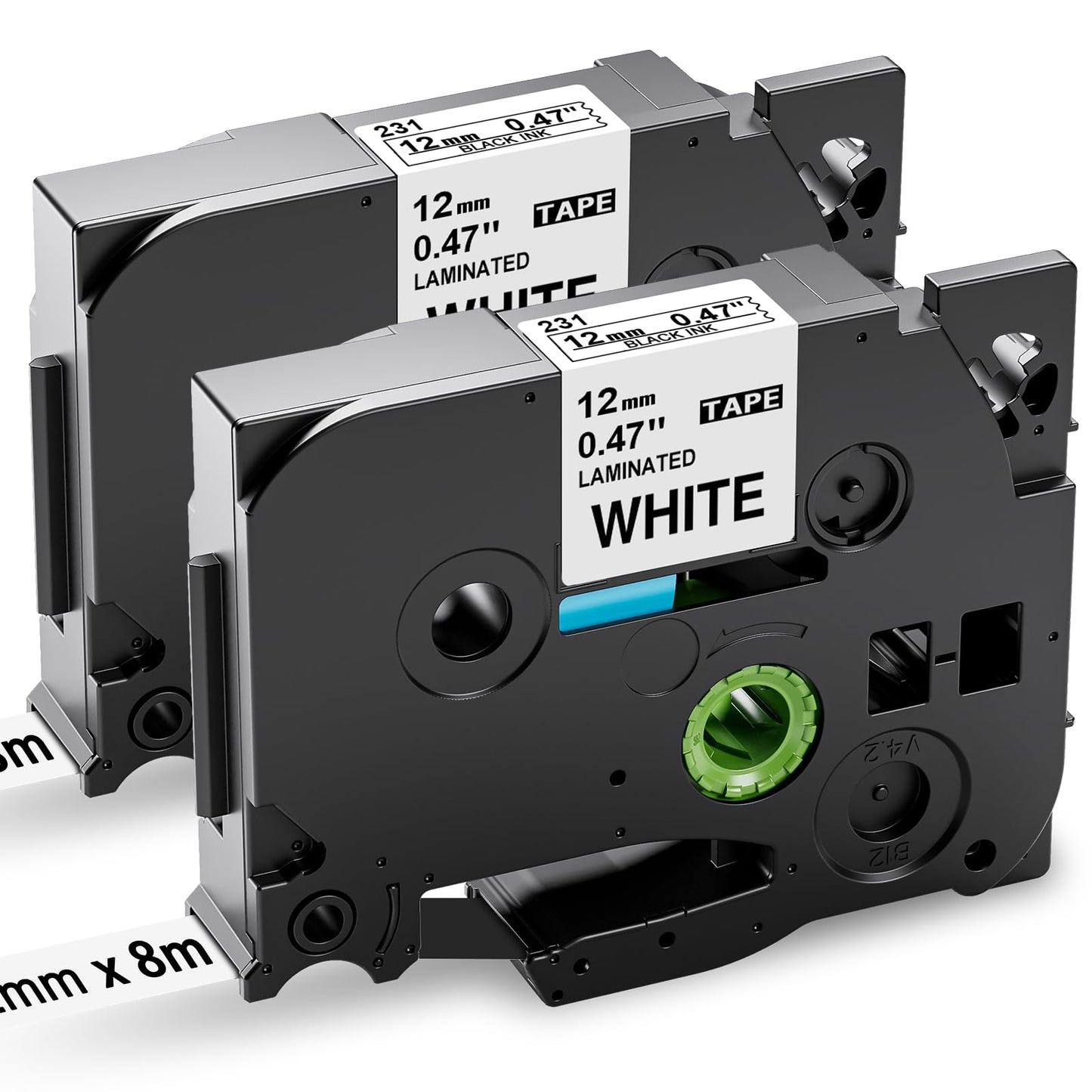 Upwinning Compatible Label Tape Replacement for Brother P-Touch Tape, TZe-231 12mm 0.47 Black on White Laminated Label Tape Cassette Work with Brother p Touch H101c 1000 1010 H100 H105 H107, 2-Pack