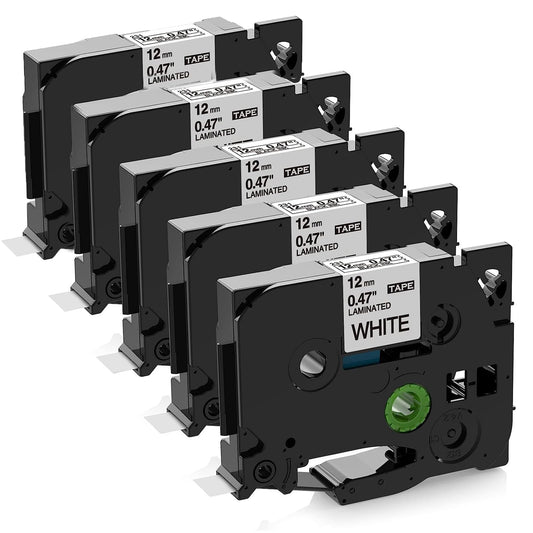 5X Upwinning TZe-231 TZe231 12mm Black on White Compatible with Brother Label Tape 12mm 0.47, Tz Tape 12mm Black on White for Brother P Touch Label Maker 1000 1010 H105 PT-H110 H101C H200 P300BT