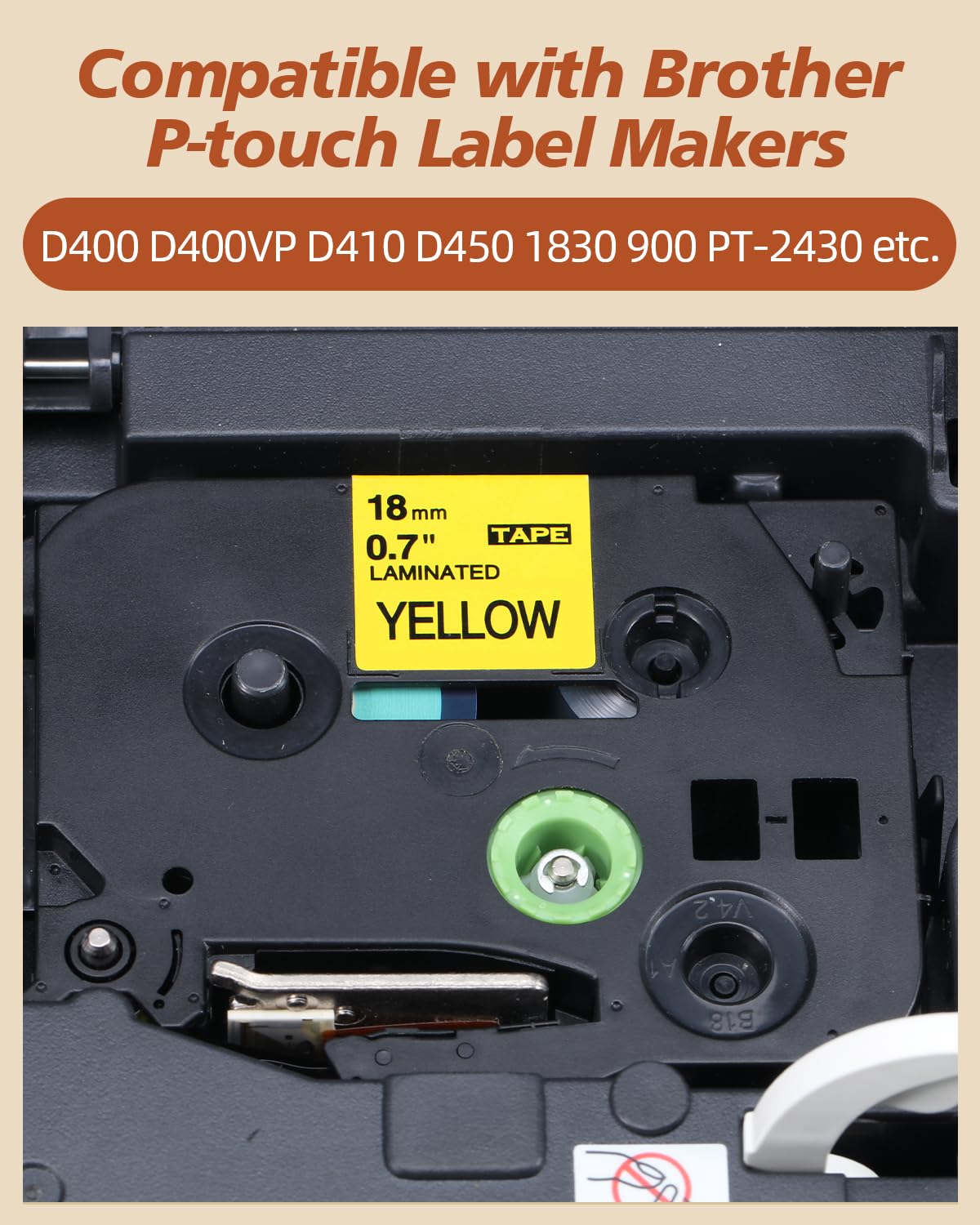 Upwinning Nastri per Etichette Compatibile per Brother P-Touch Nastro 18mm Giallo Tze641 Tze-641, Etichette Giallo 18mm Compatibile per Brother Etichettatrice D610BTVP P710BT P900WC PT2430