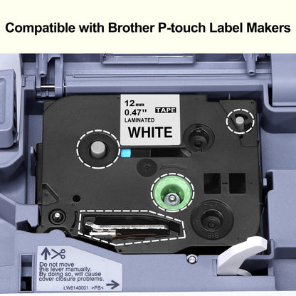 Upwinning Nastro per Etichette Compatibile con Brother P touch TZe-231 TZ Tape 12mm 0.47 Bianco, Ricarica Nastri 12mm Compatibile con Brother P-touch Etichettatrice H107 H100R H105 1000 1010