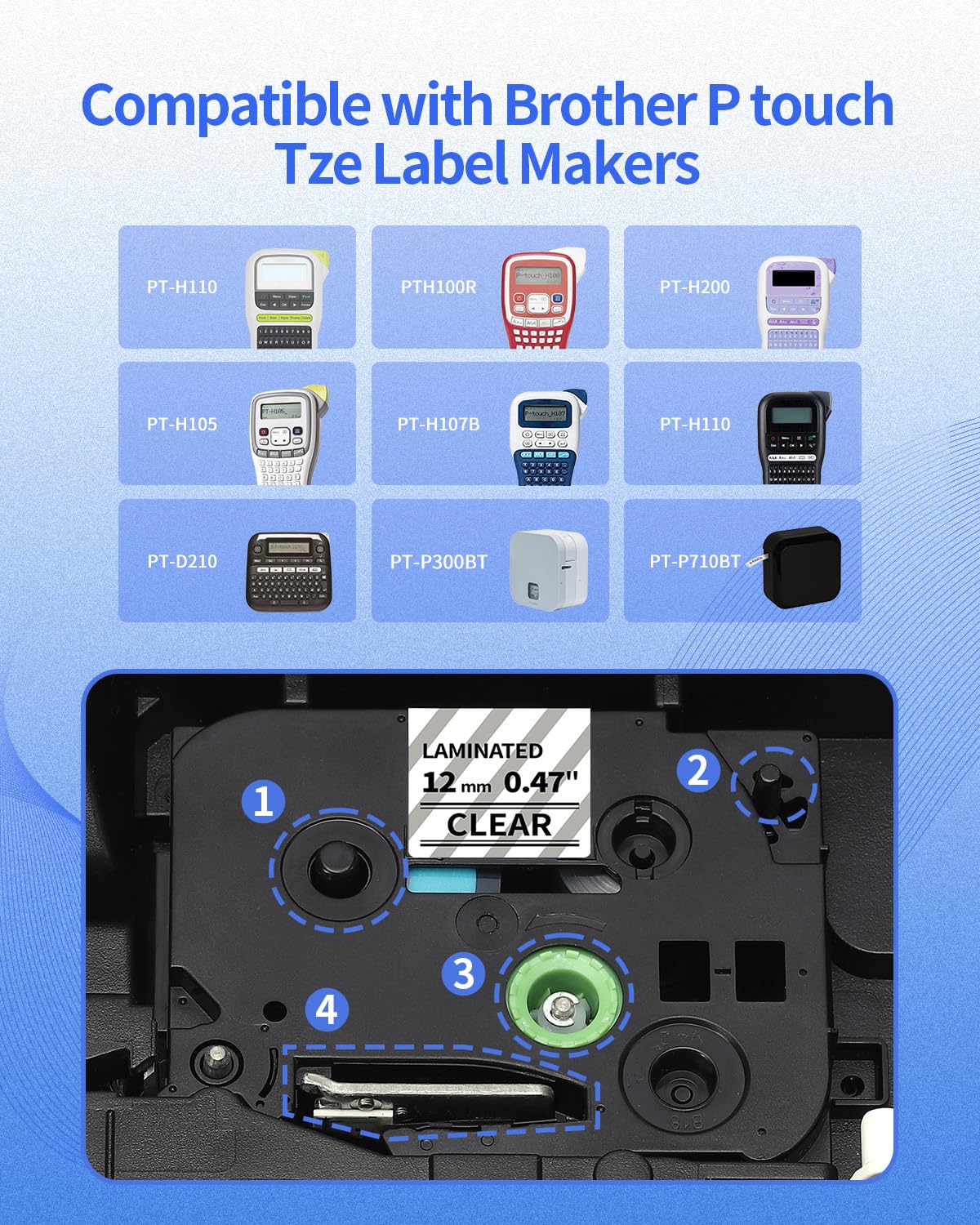 Upwinning TZe-131 TZe 131 kompatibel mit P-touch Bänder Transparent 12mm, als Ersatz für P touch Tape Clear TZ 131 AZe-131 Durchsichtig für Ptouch PT H105 H107B D400 H110 1000 1005, 3x